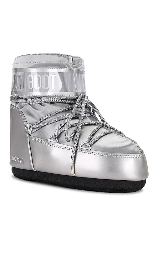 MOON BOOT Icon Low Glance Boot in Metallic Silver