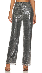 MORE TO COME Georgie Pant in Metallic Silver - PLUS À VENIR Pantalon Georgie en argent métallisé - 更多即将推出的 Georgie 金属银长裤 - WEITERE KOMMEN Georgie Pant in Metallic-Silber - 메탈릭 실버 Georgie 팬츠 - ALTRI IN ARRIVO Georgie Pant in argento metallizzato