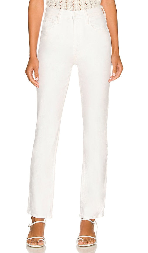 MOTHER High Waisted Rider Skimp in White - MOTHER Skimp cavalier taille haute en blanc - MOTHER 白色高腰骑士紧身裤 - MOTHER Rider Skimp mit hoher Taille in Weiß - MOTHER 하이웨이스트 라이더 스킵 화이트 색상 - MADRE Rider Skimp a vita alta in bianco
