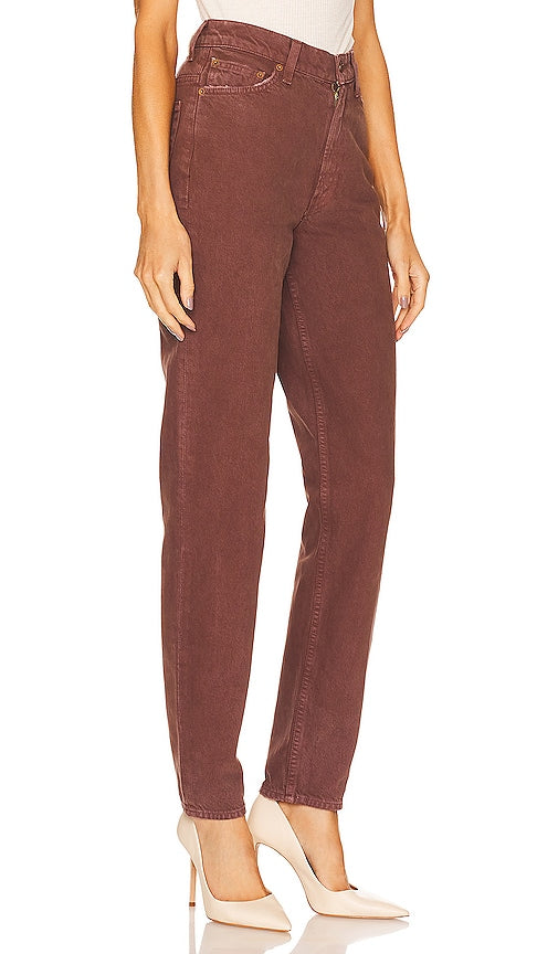 MOTHER SNACKS! High Waisted Twizzy Skimp in Brown
