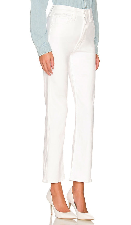 MOTHER High Waisted Rider Ankle in White