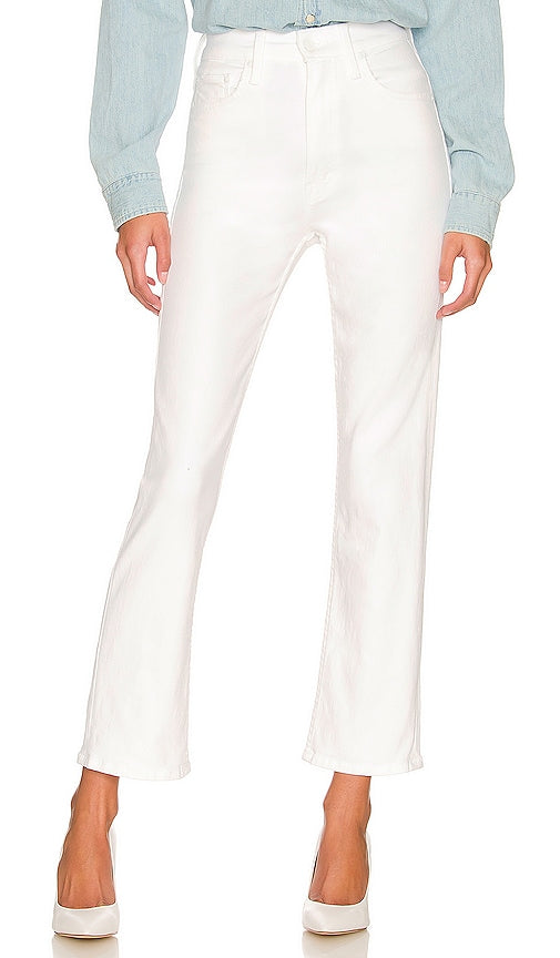 MOTHER High Waisted Rider Ankle in White - Cheville cavalier taille haute MOTHER en blanc - MOTHER 白色高腰骑士脚踝 - MOTHER Reiter-Knöchelhose mit hoher Taille in Weiß - MOTHER 하이웨이스트 라이더 앵클 화이트 색상 - MOTHER Caviglia da pilota a vita alta in bianco