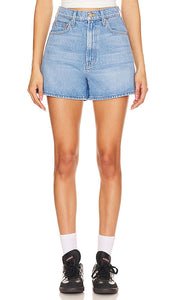 MOTHER High Waisted Savory Short Short in Blue - Short salé taille haute MOTHER en bleu - MOTHER 高腰咸味短裤 蓝色 - MOTHER Savory Short mit hoher Taille in Blau - MOTHER 하이웨이스트 세이보리 쇼트 블루 색상 - MOTHER Pantaloncini corti salati a vita alta in blu