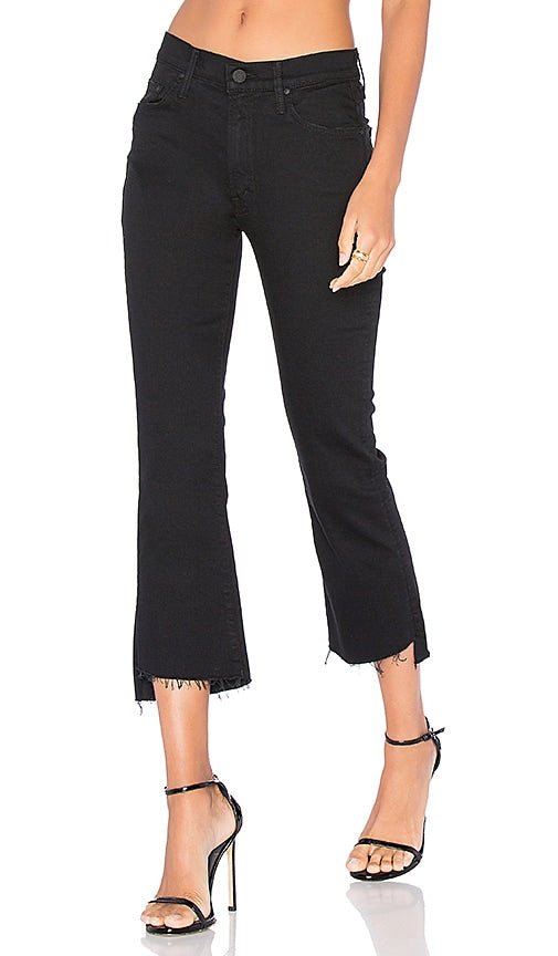 MOTHER Insider Crop Step Fray in Black - MOTHER Insider Crop Step Fray en noir - MOTHER Insider 黑色短款磨损款 - MOTHER Insider Crop Step Fray in Schwarz - MOTHER Insider 크롭 스텝 프레이 블랙 색상 - MOTHER Insider Crop Step Fray in nero
