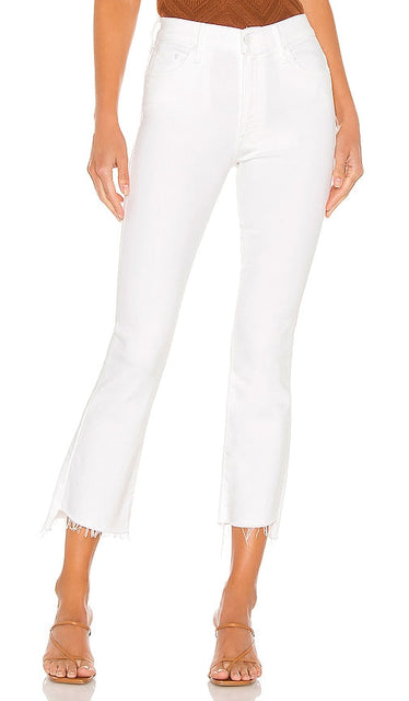 MOTHER Insider Crop Step Fray in White - MOTHER Insider Crop Step Fray en blanc - MOTHER Insider 白色短款磨边 - MOTHER Insider Crop Step Fray in Weiß - MOTHER Insider 크롭 스텝 프레이 화이트 색상 - MOTHER Insider Crop Step Fray in bianco