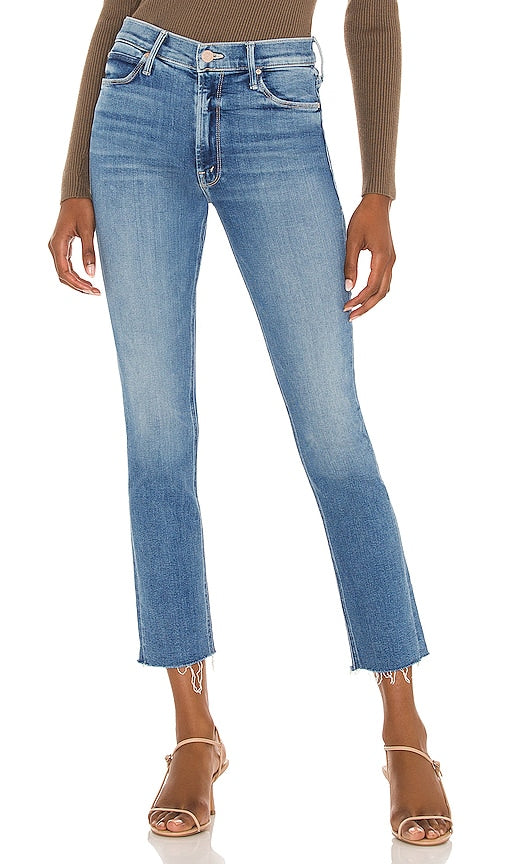 MOTHER Mid Rise Dazzler Ankle Fray in Denim-Medium - MOTHER Taille mi-haute Dazzler Cheville effilochée en denim-Medium - MOTHER 中腰 Dazzler 磨边牛仔裤 - 中号 - MOTHER Mid Rise Dazzler Ankle Fray in Denim-Medium - MOTHER 미드 라이즈 Dazzler 앵클 프레이 데님 미디엄 사이즈 - MOTHER Vita media Dazzler Caviglia sfilacciata in denim-medio