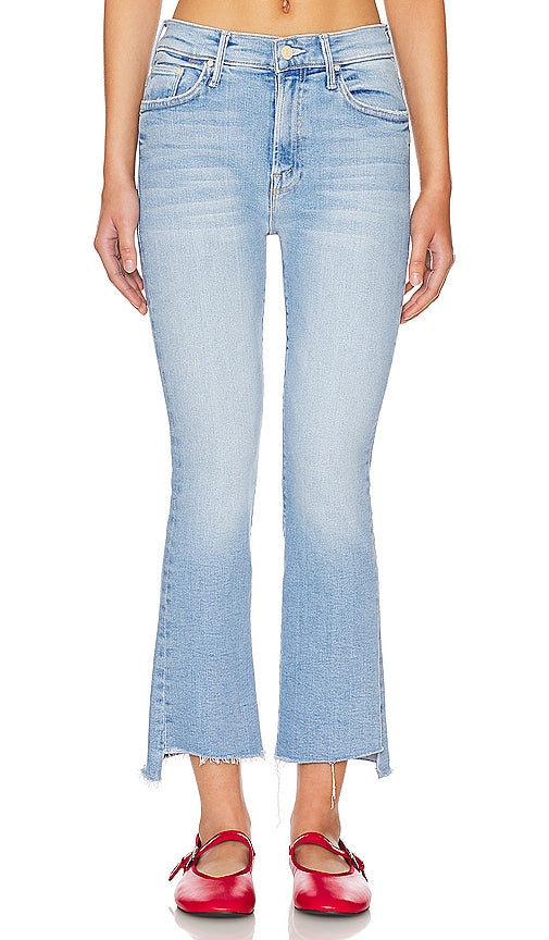 MOTHER Petite Lil' Insider Crop Step Fray in Blue - MOTHER Petite Lil' Insider Crop Step Fray en bleu - MOTHER Petite Lil' Inside 蓝色短款磨边 - MOTHER Petite Lil' Insider Crop Step Fray in Blau - MOTHER Petite Lil' Insider 크롭 스텝 프레이 블루 색상 - MADRE Petite Lil' Insider Crop Step Fray in blu