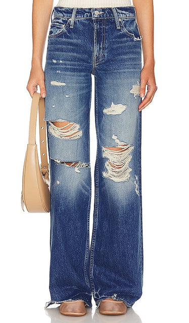 MOTHER The Down Low Spinner Heel in Denim-Medium - MOTHER The Down Low Spinner Talon en Denim-Medium - MOTHER 中号牛仔布低跟万向鞋 - MUTTER Der Down Low Spinner Heel in Denim-Medium - MOTHER 다운 로우 스피너 힐 데님-미디엄 소재 - MADRE Il tacco basso Spinner in denim-medio