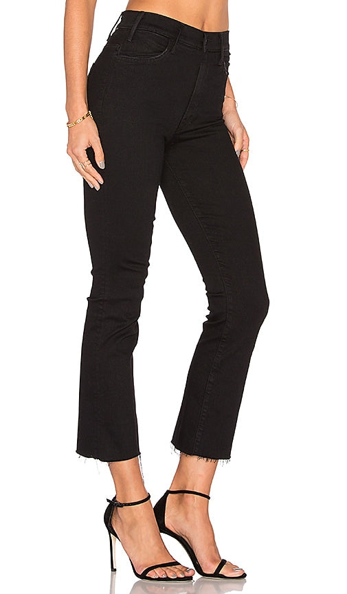 MOTHER The Hustler Ankle Fray in Black