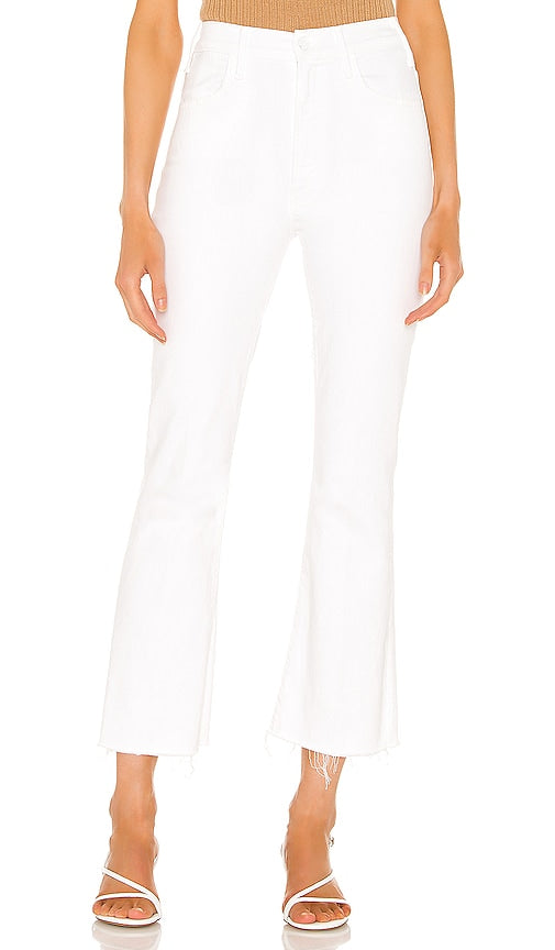 MOTHER The Hustler Ankle Fray in White - MÈRE The Hustler Ankle Fray en blanc - MOTHER The Hustler 白色脚踝磨边 - MOTHER The Hustler Ankle Fray in Weiß - MOTHER The Hustler 앵클 프레이 화이트 색상 - MADRE Lo spaccone alla caviglia in bianco