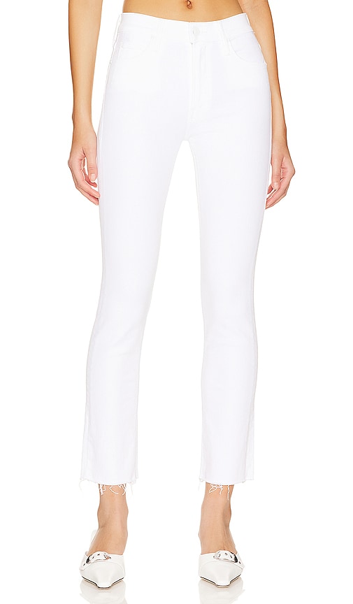 MOTHER The Mid Rise Dazzler Ankle Fray in White - MOTHER The Mid Rise Dazzler Ankle Fray en blanc - MOTHER 白色中腰 Dazzler 磨边踝靴 - MOTHER Der Mid Rise Dazzler Ankle Fray in Weiß - MOTHER 미드 라이즈 Dazzler 앵클 프레이 화이트 색상 - MADRE La caviglia mista Dazzler a vita media in bianco