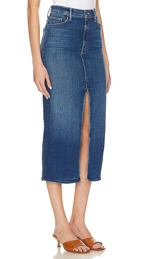 MOTHER The Reverse Pencil Pusher Skirt in Blue