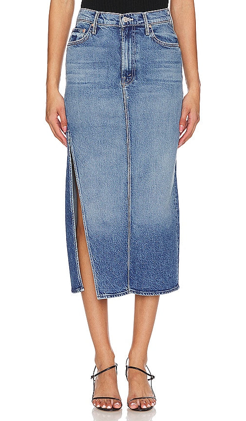 MOTHER The Split Second Skirt in Blue - MOTHER La jupe fendue en bleu - MOTHER 蓝色瞬间裙子 - MUTTER Der Split-Second-Rock in Blau - MOTHER THE 스플릿 세컨드 스커트 블루 색상 - MADRE La seconda gonna divisa in blu