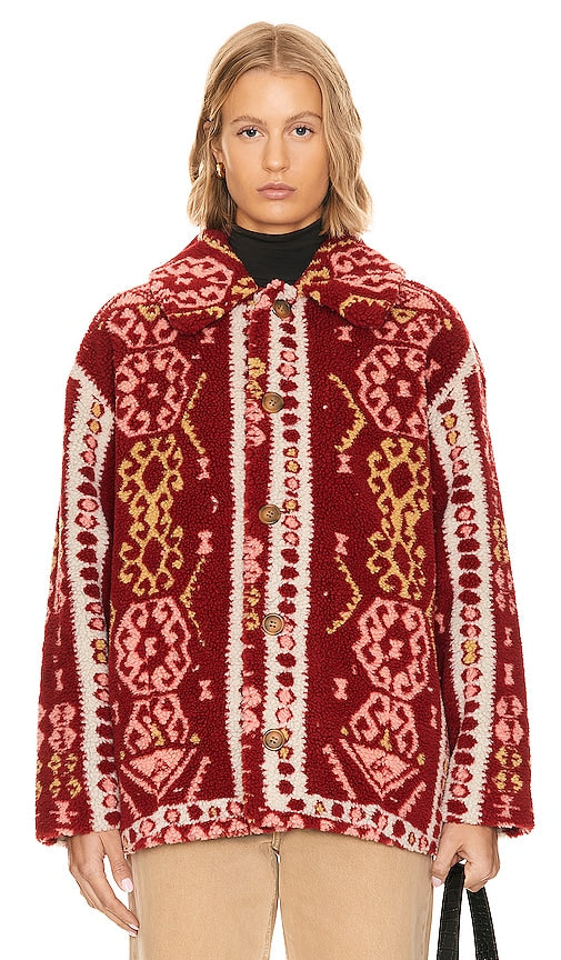 MOTHER The Warm Fuzzy Jacket in Red