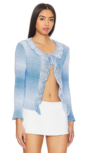 MSGM Crochet Frills Cardigan in Blue