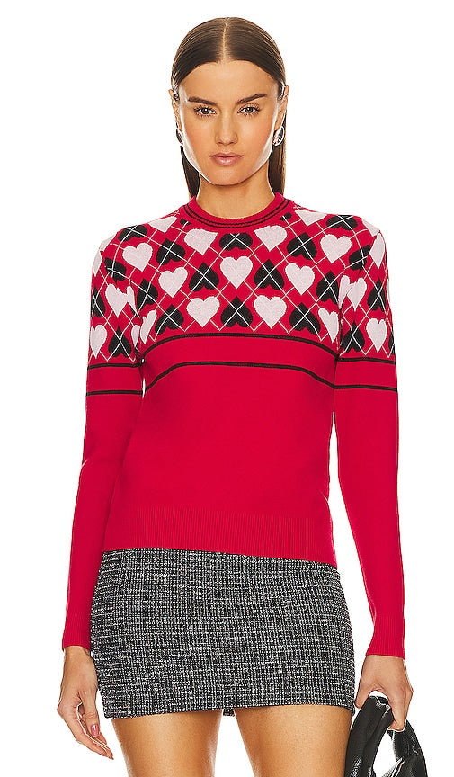 MSGM Active Hearts Sweater in Red - Pull MSGM Active Hearts en rouge - MSGM Active Hearts 红色毛衣 - MSGM Active Hearts Pullover in Rot - MSGM 액티브 하트 스웨터레드 색상 - Maglione MSGM Active Hearts in rosso