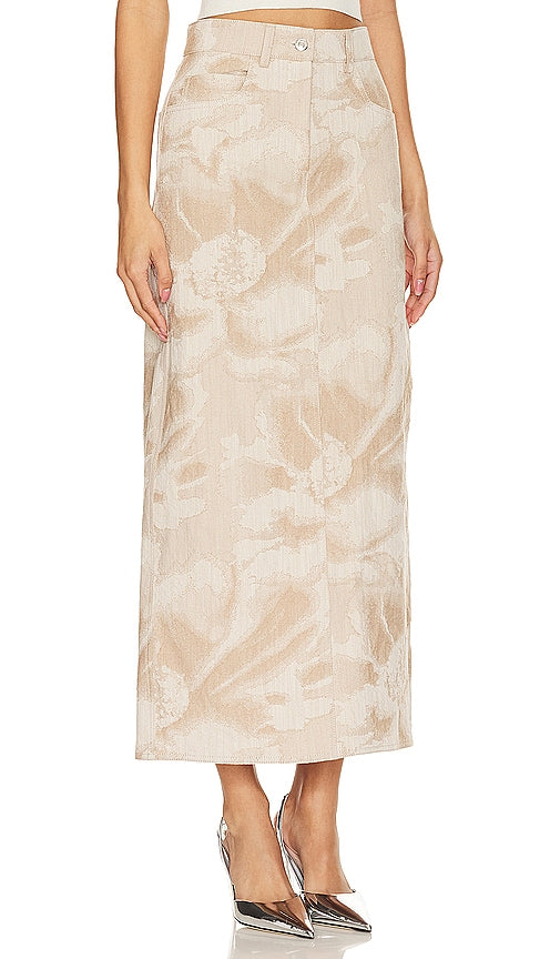 MSGM Daisy Jacquard Skirt in Beige