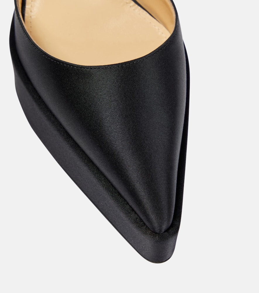 Mach & Mach Bow Chain embellished satin platform pumps
