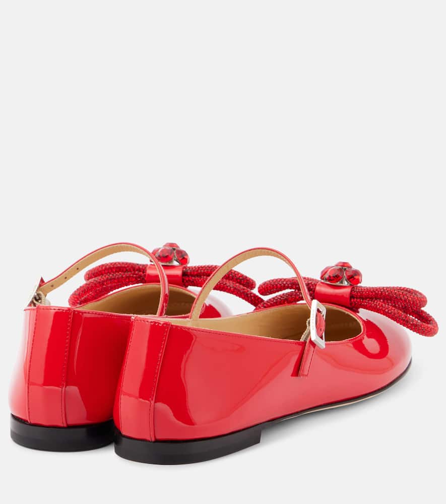 Mach & Mach Bow-detail patent leather Mary Jane flats