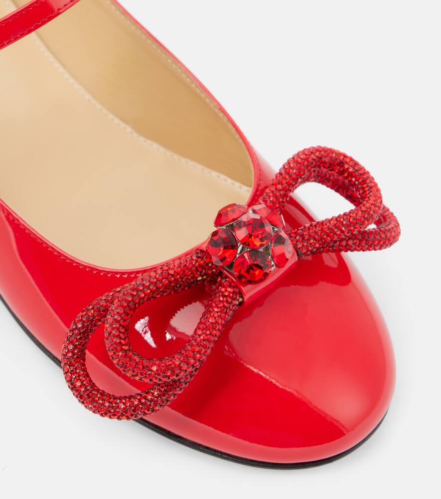 Mach & Mach Bow-detail patent leather Mary Jane flats