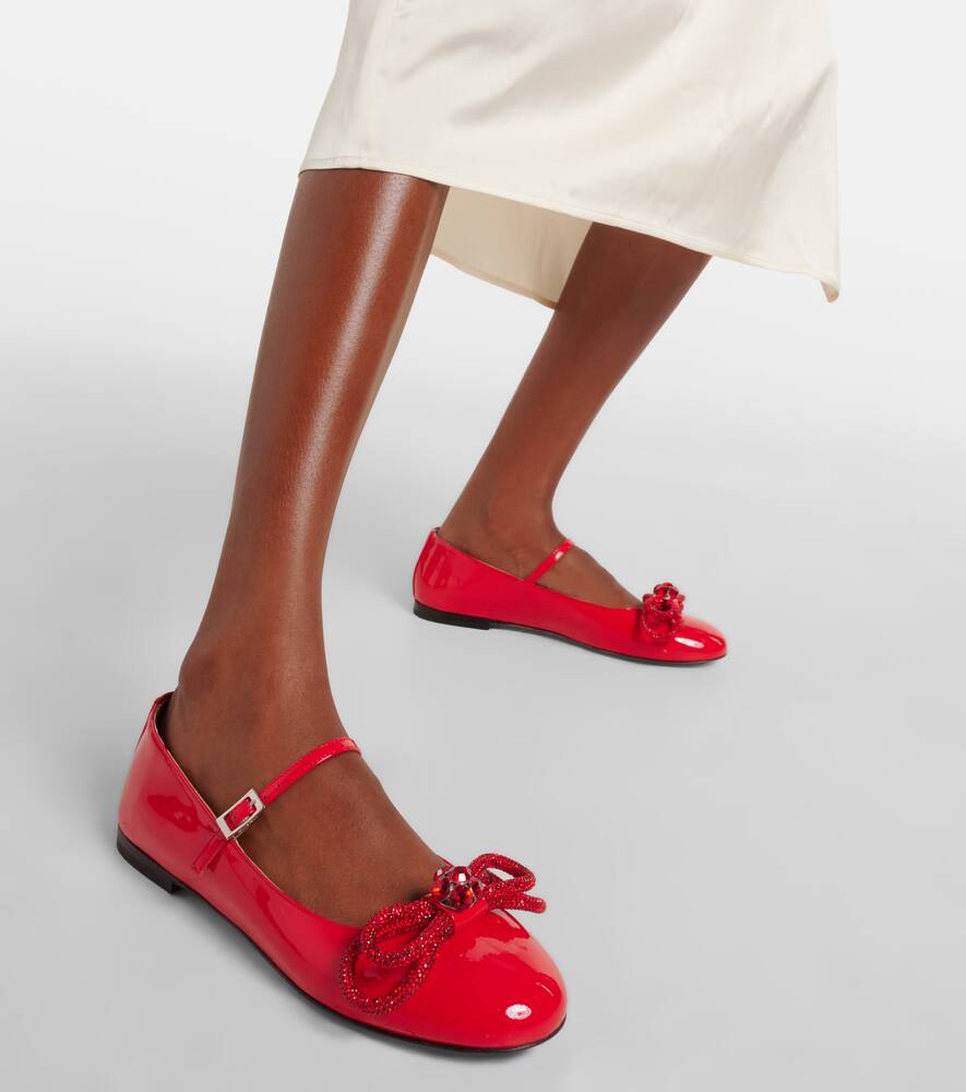Mach & Mach Bow-detail patent leather Mary Jane flats