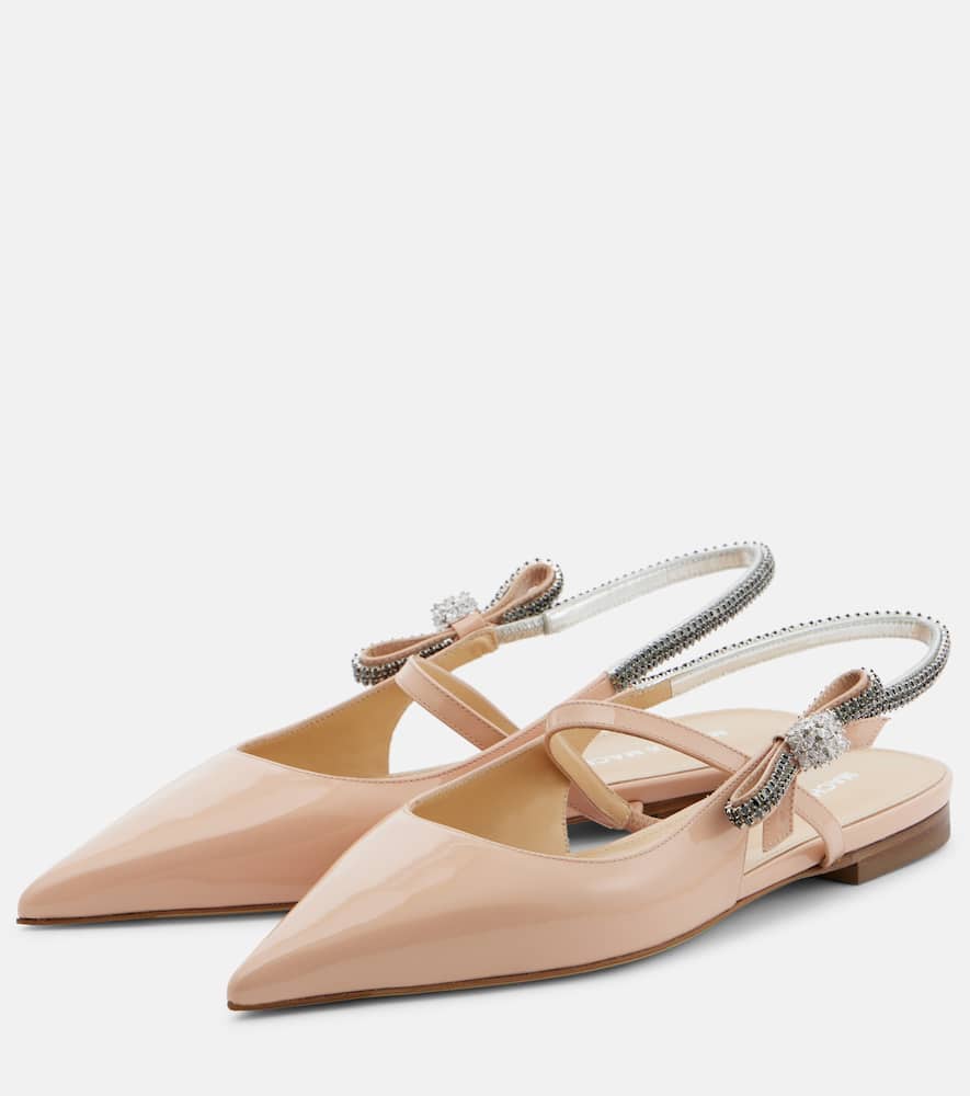 Mach & Mach Crystal Cube patent leather slingback flats