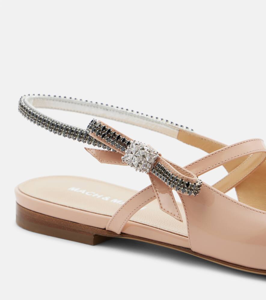 Mach & Mach Crystal Cube patent leather slingback flats