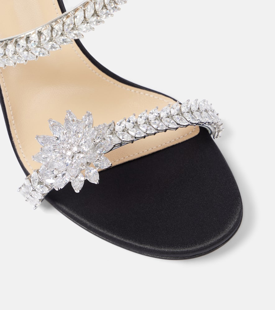 Mach & Mach Crystal Flower embellished satin sandals