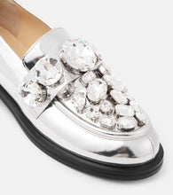 Mach & Mach Crystal-embellished metallic leather loafers