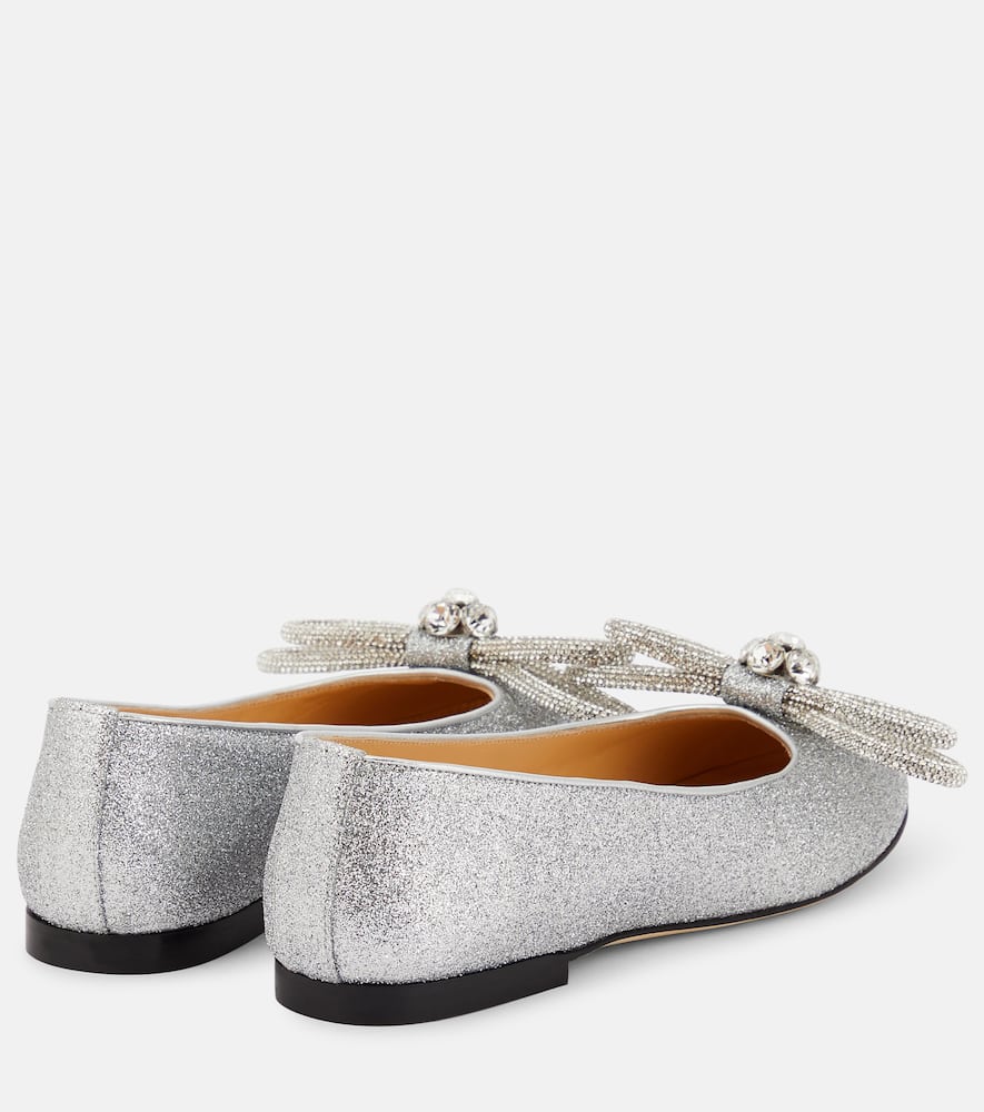 Mach & Mach Double Bow embellished ballet flats