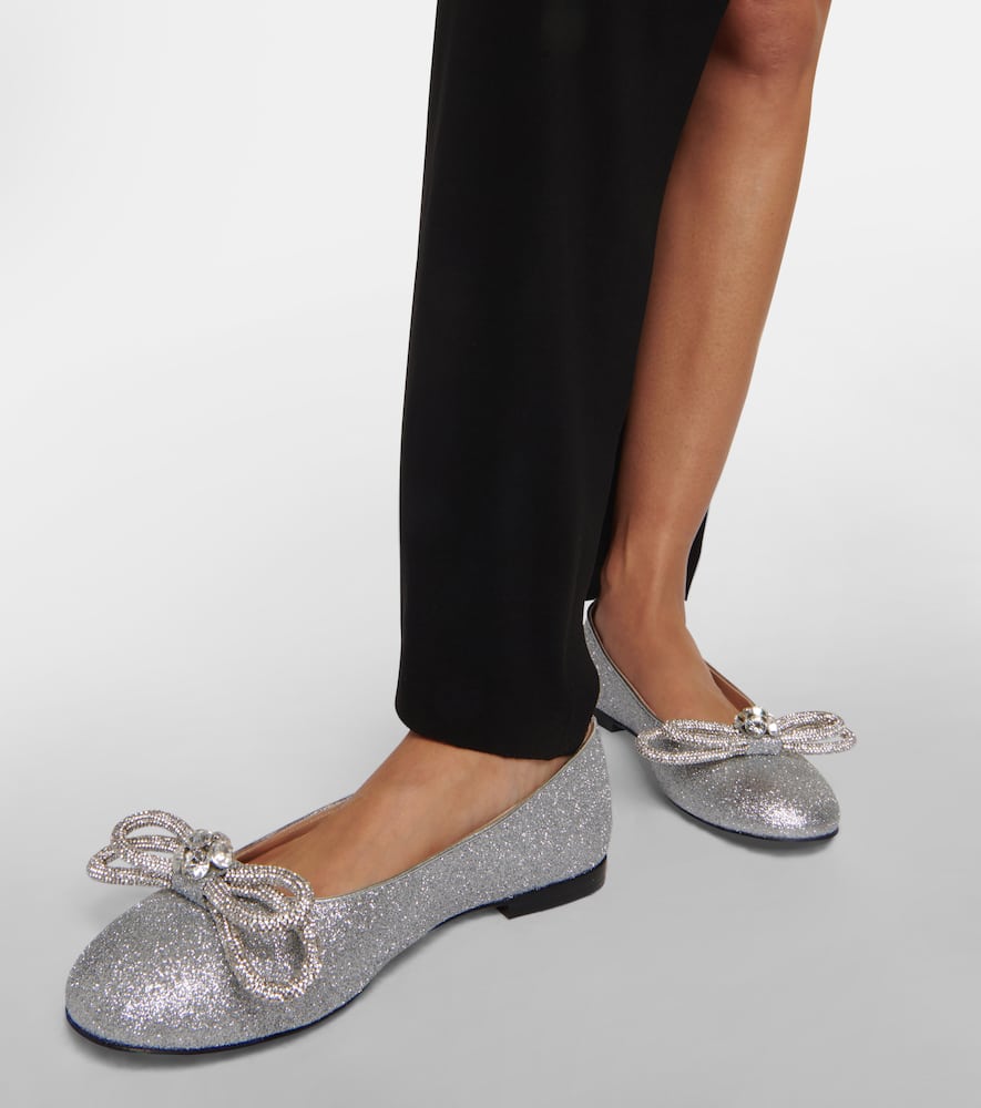 Mach & Mach Double Bow embellished ballet flats