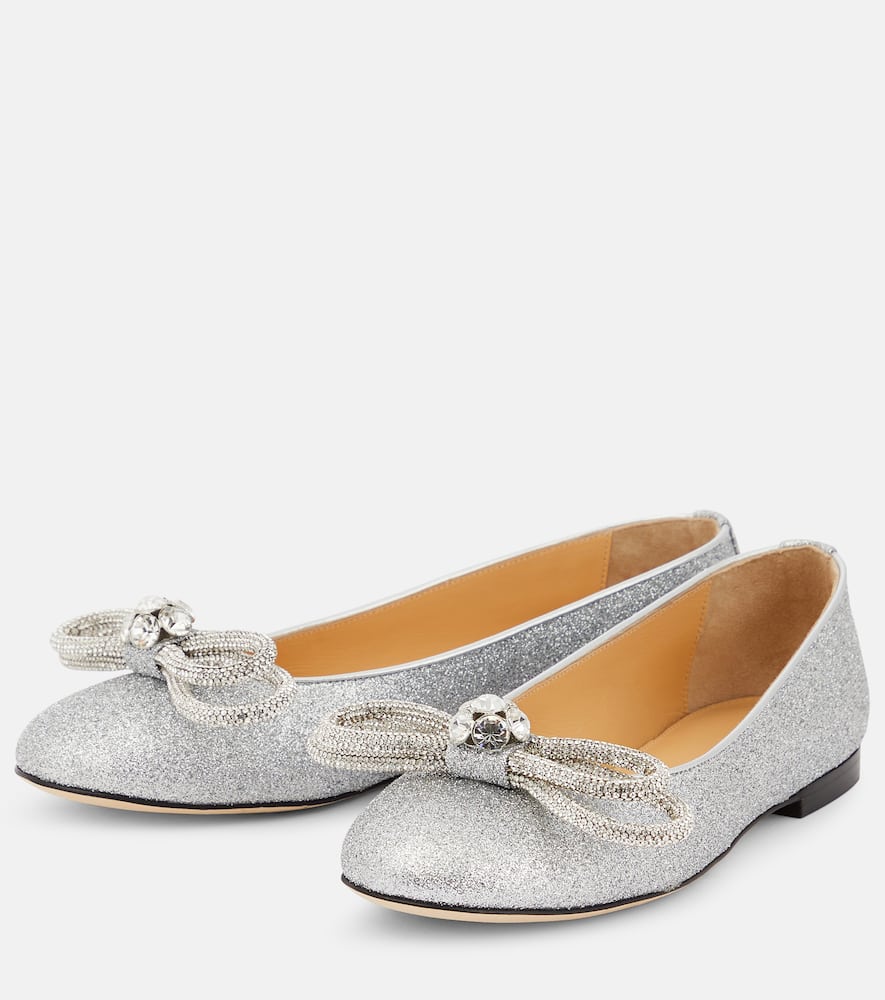 Mach & Mach Double Bow embellished ballet flats