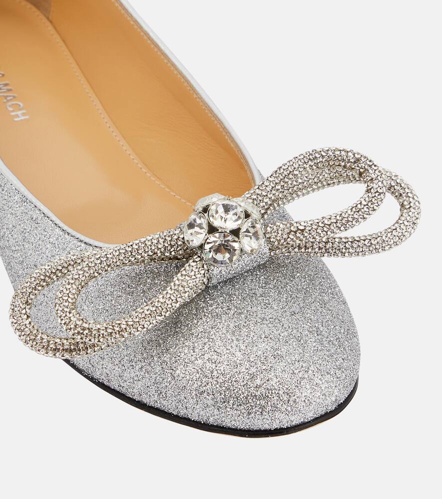 Mach & Mach Double Bow embellished ballet flats