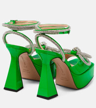 Mach & Mach Double Bow embellished leather platform sandals