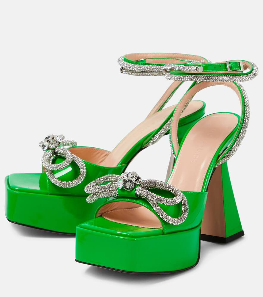 Mach & Mach Double Bow embellished leather platform sandals