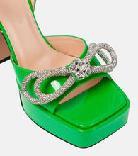Mach & Mach Double Bow embellished leather platform sandals
