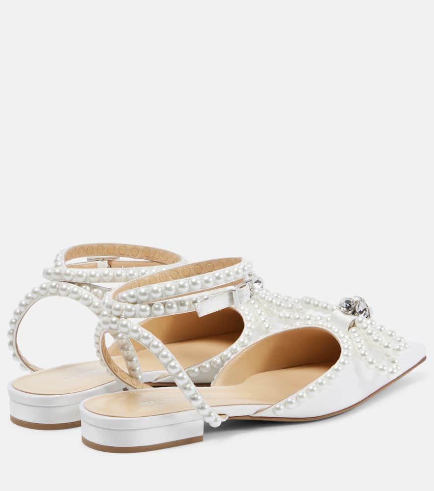 Mach & Mach Double Bow embellished satin ballet flats