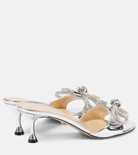 Mach & Mach Double Bow metallic leather sandals