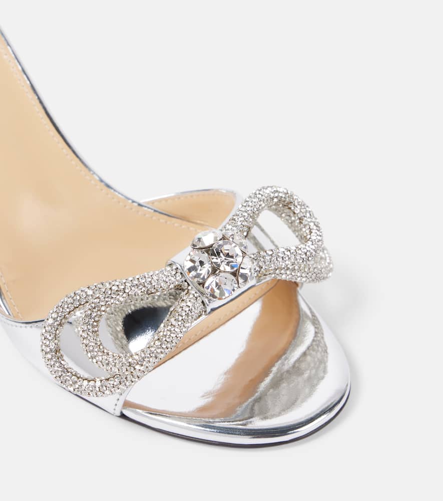 Mach & Mach Double Bow metallic leather sandals
