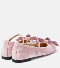 Mach & Mach Double Bow velvet ballet flats