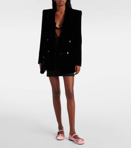 Mach & Mach Double Bow velvet ballet flats