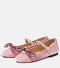 Mach & Mach Double Bow velvet ballet flats