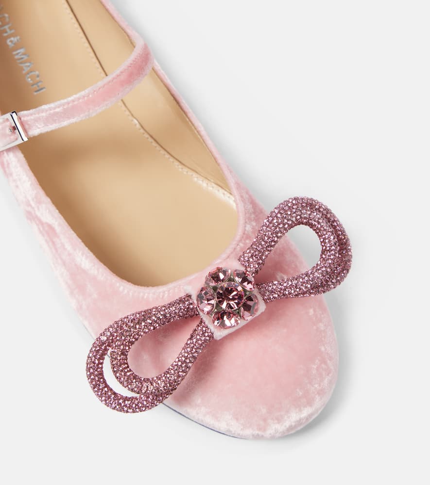 Mach & Mach Double Bow velvet ballet flats