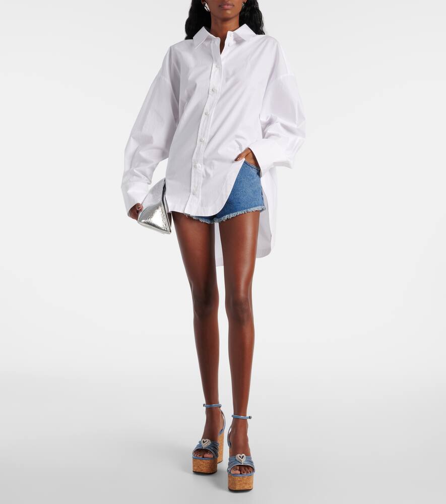 Mach & Mach Double Heart denim wedges