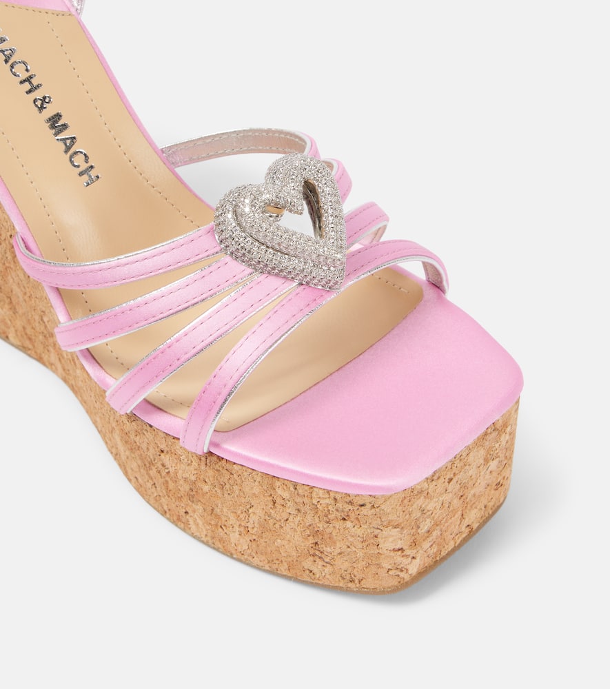 Mach & Mach Double Heart satin sandals