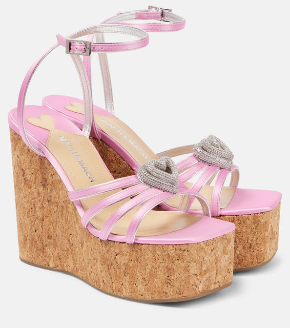 Mach & Mach Double Heart satin sandals