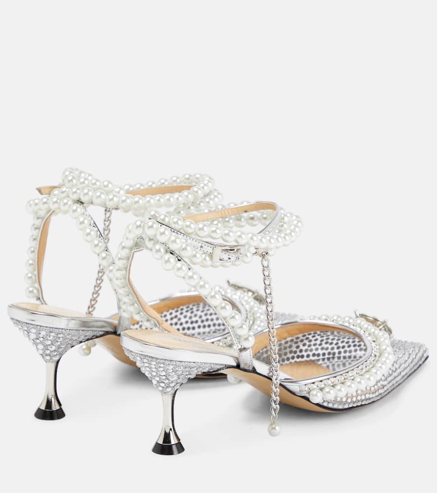 Mach & Mach Faux-pearl embellished PVC pumps