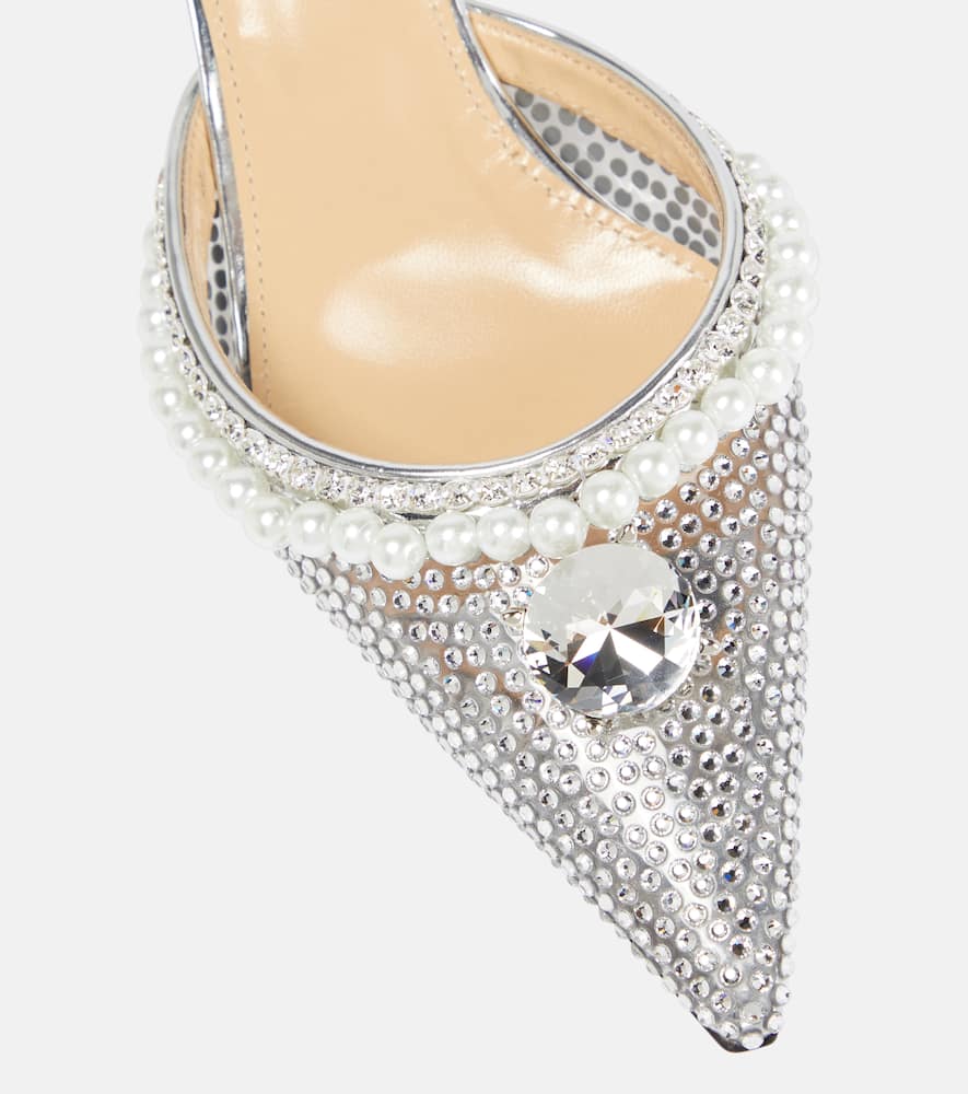 Mach & Mach Faux-pearl embellished PVC pumps