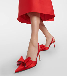 Mach & Mach Le Cadeau 85 bow-detail satin pumps