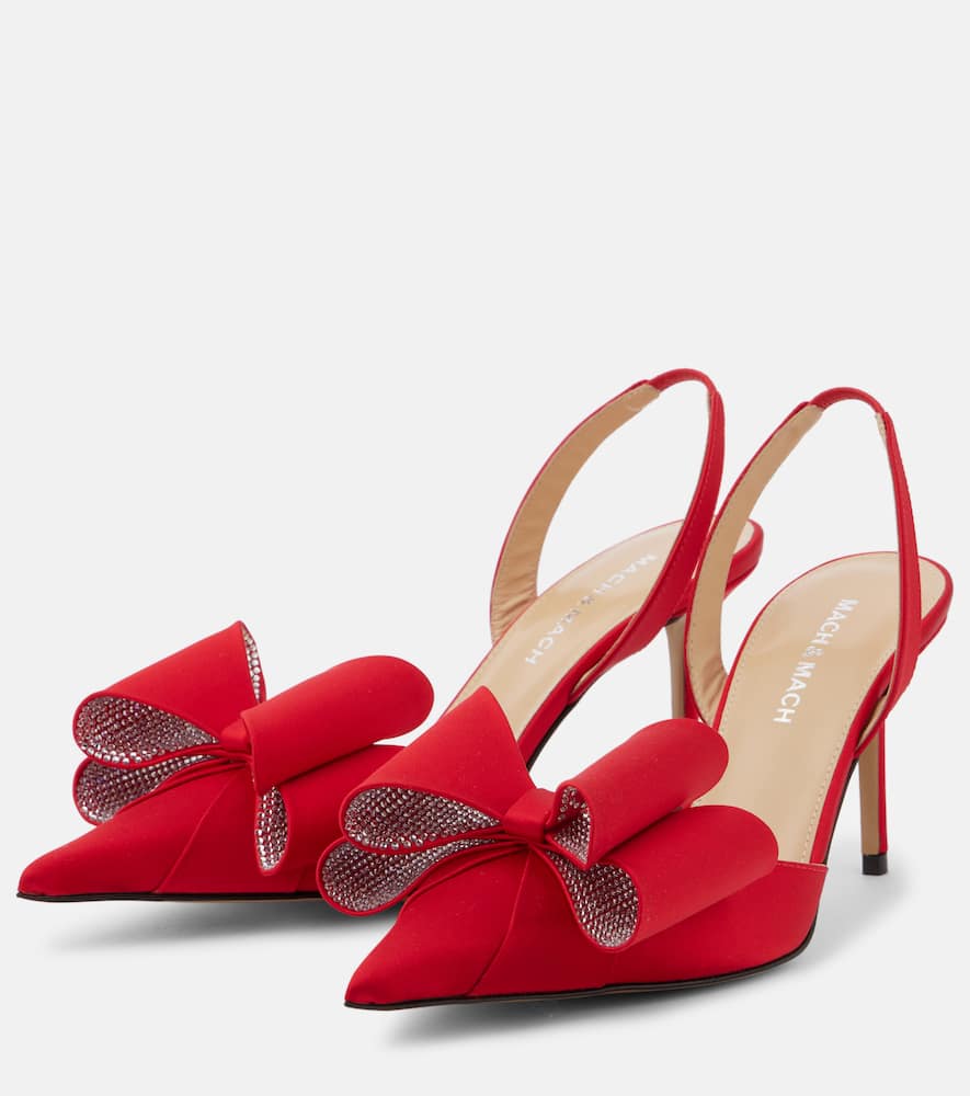 Mach & Mach Le Cadeau 85 bow-detail satin pumps